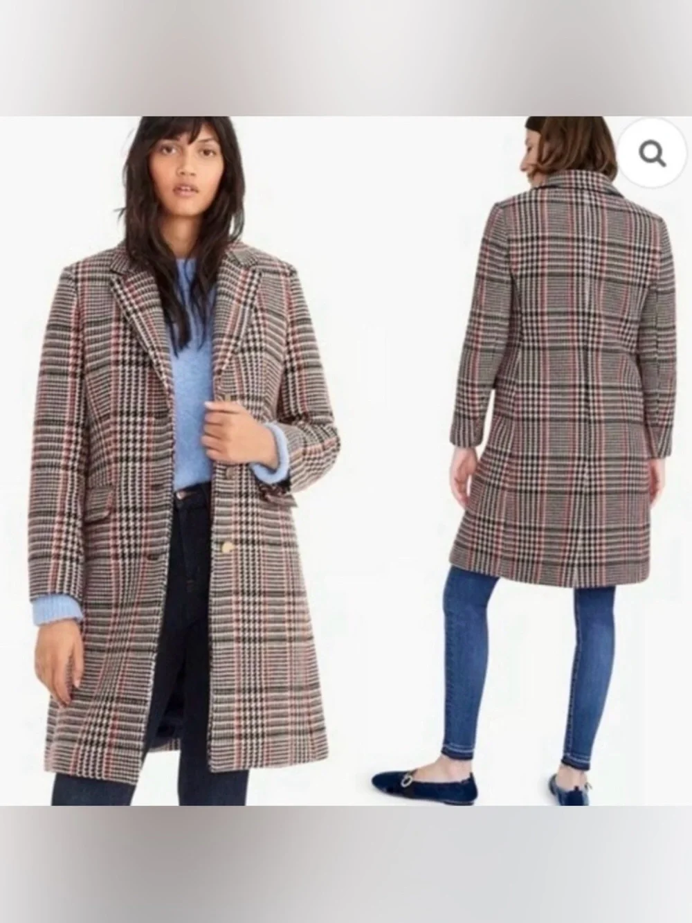 J. Crew Plaid Wool Blend Coat - Picture 2 of 8